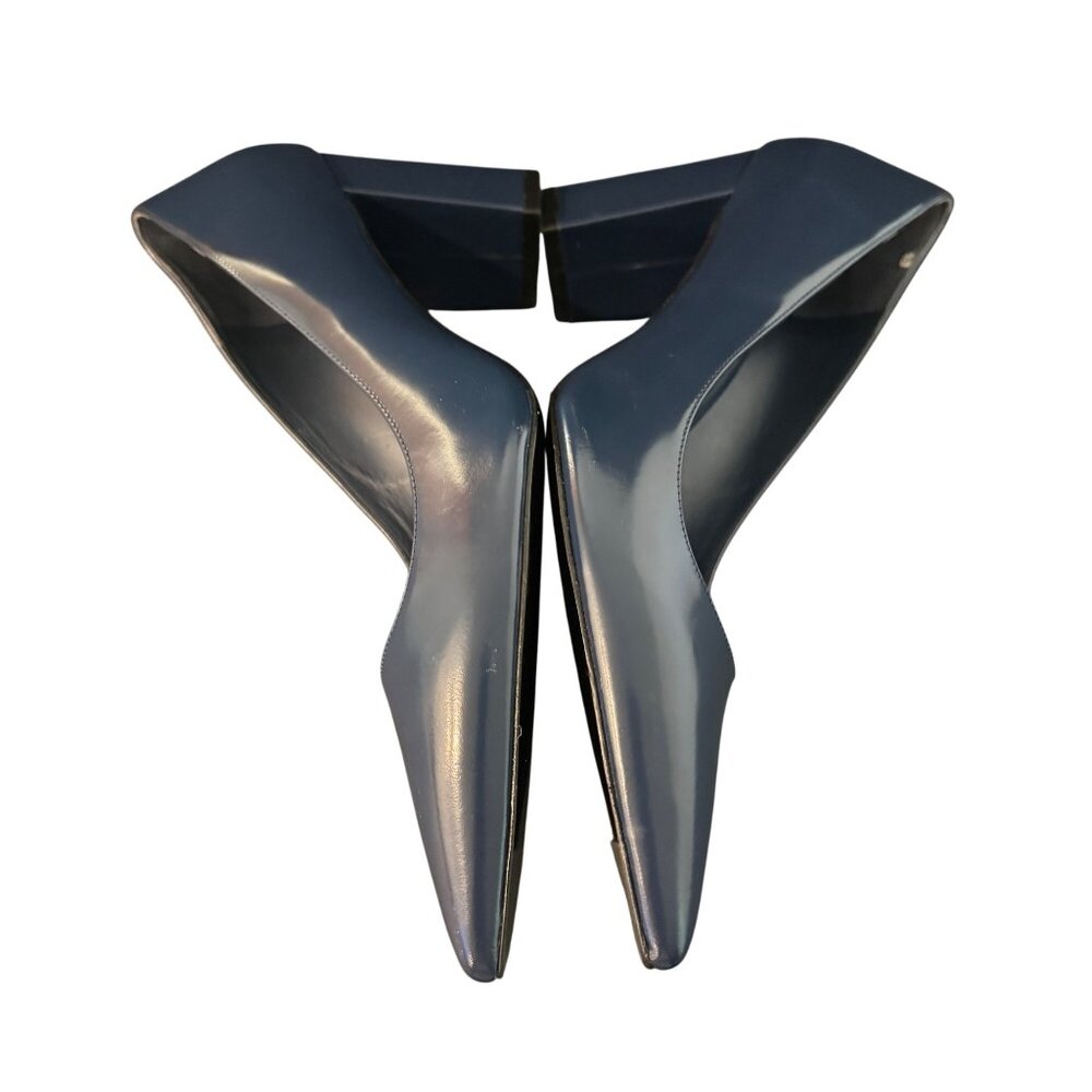 Stuart Weitzman Pointed Toe Leather Block Heel Pu… - image 3